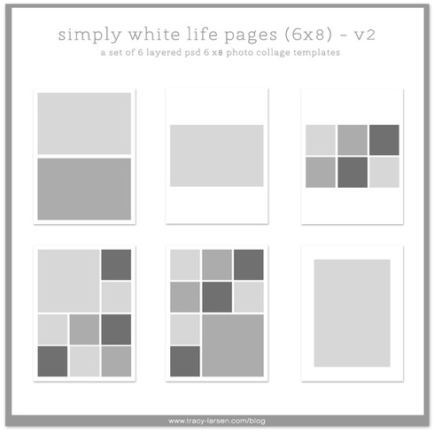 simply white life pages 6x8 photo page collage templates for project life, digital project life + pocket scrapbooking ==> tracy-larsen.com/blog