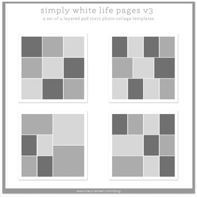 simply white life pages 12x12 photo page collage templates for project life, digital project life + pocket scrapbooking ==> tracy-larsen.com/blog