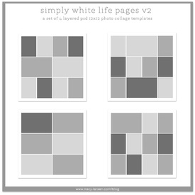 simply white life pages 12x12 photo page collage templates for project life, digital project life + pocket scrapbooking ==> tracy-larsen.com/blog